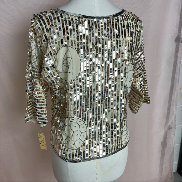 Nwt Vintage Argenti silk beaded and sequin blouse - Picture 7 of 13